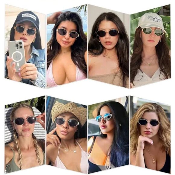 Set of 2 Oval Gold Frame Sunglasses - Picture 2 of 8